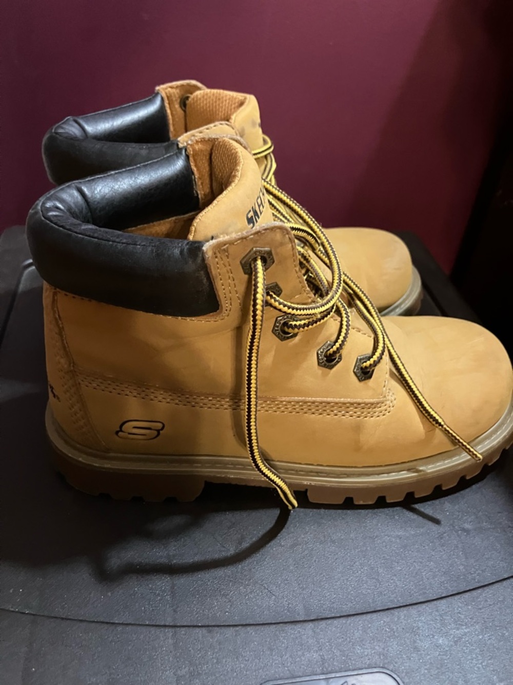 Skechers Kids' Wheat/Brown Lace-Up Ankle Work Boots
